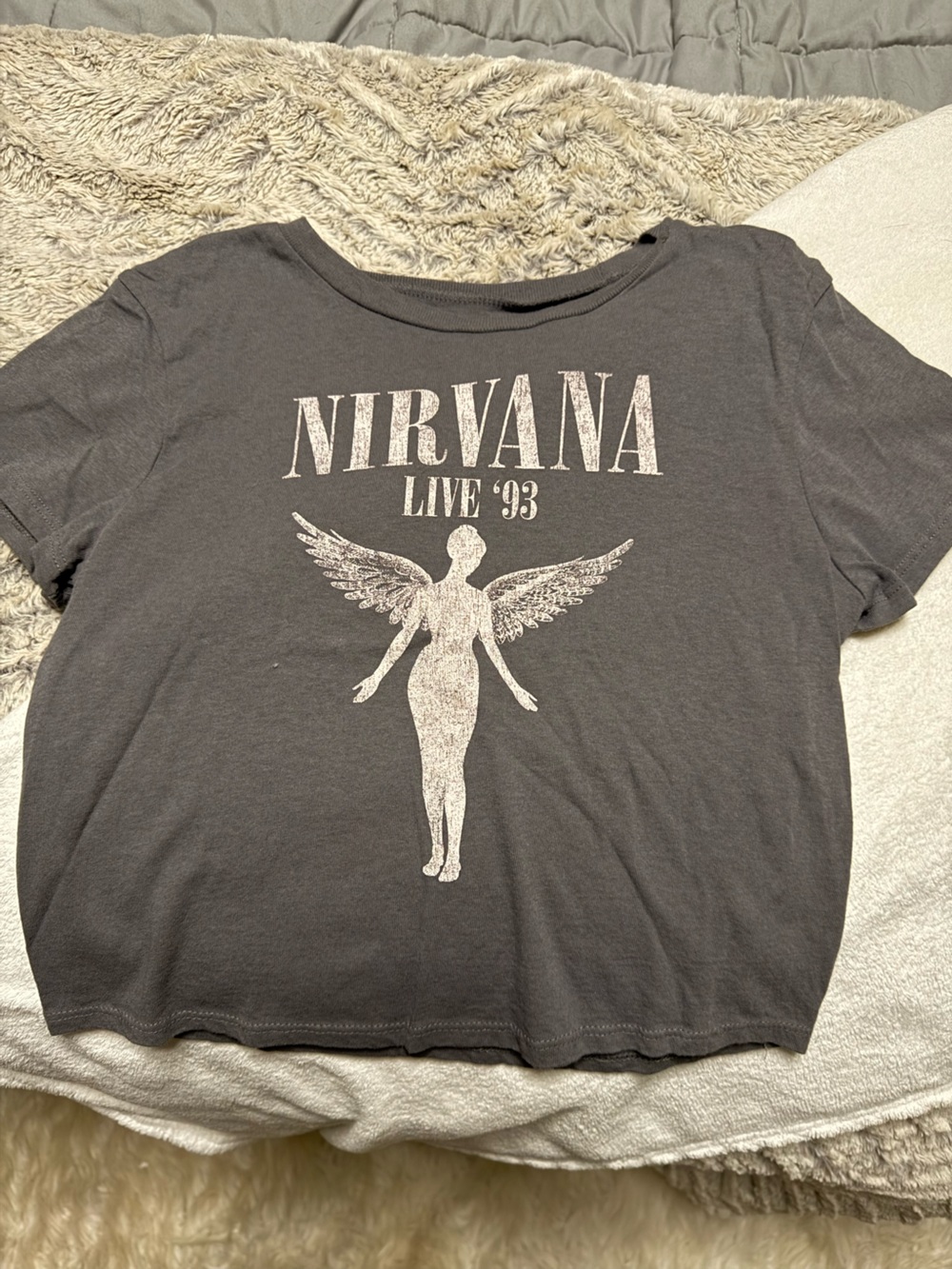 NIRVANA Dark Gray Short-Sleeve Angel Graphic Tee